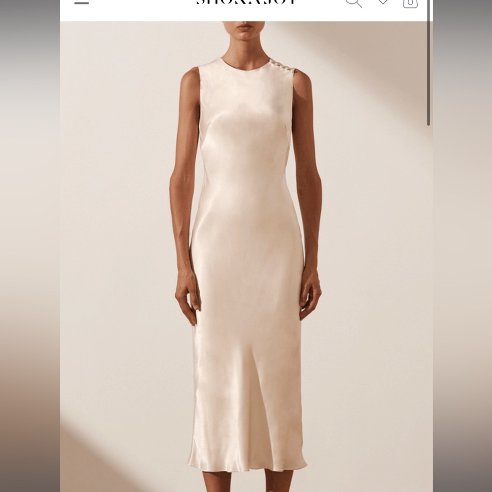 Shona Joy LA LUNE BIAS SLEEVELESS MIDI DRESS - CREAM